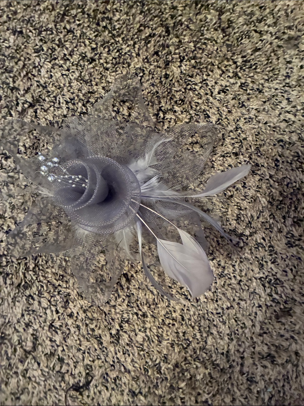 Elegant Gray Feathered Fascinator Hair Clip